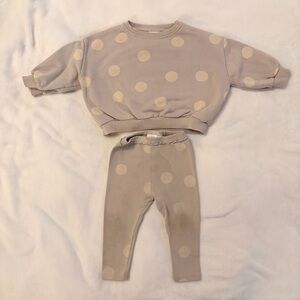 Zara Kids Beige Polka Dot Matching Set